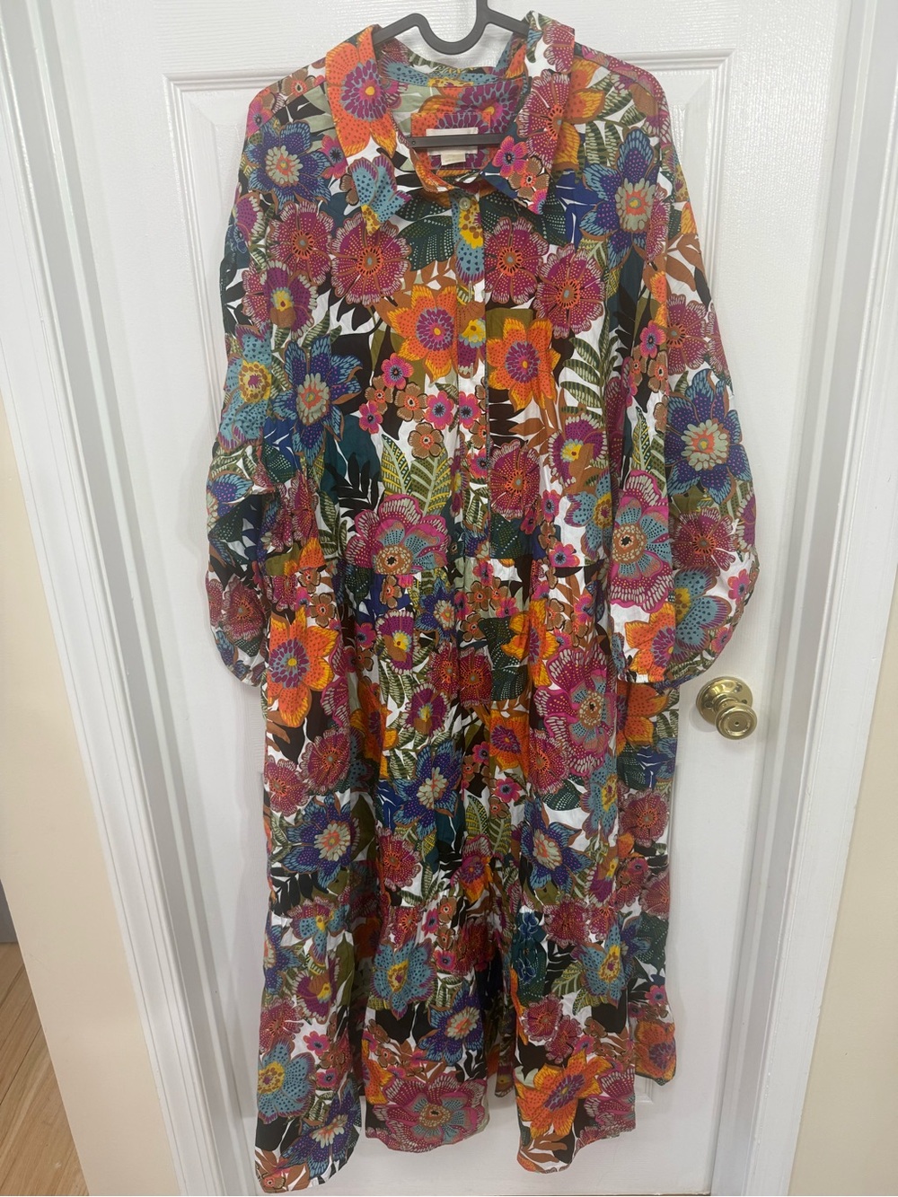 Anthropologie Maeve Floral Bettina Shirt Dress Size 3X Spring Statement Tiered